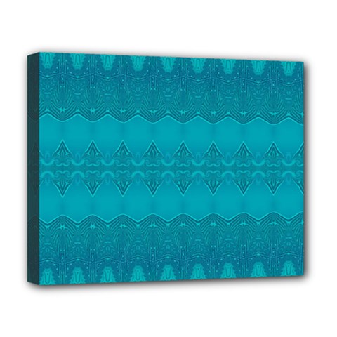 Boho Teal Pattern Deluxe Canvas 20  x 16  (Stretched) from ArtsNow.com