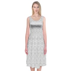 Boho White Wedding Lace Pattern Midi Sleeveless Dress from ArtsNow.com