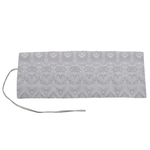 Boho White Wedding Lace Pattern Roll Up Canvas Pencil Holder (S) from ArtsNow.com