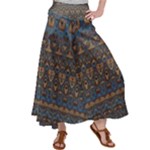 Boho Blue Gold Pattern Satin Palazzo Pants