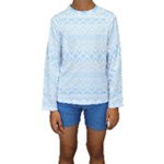 Boho Baby Blue Pattern Kids  Long Sleeve Swimwear