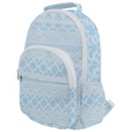 Boho Baby Blue Pattern Rounded Multi Pocket Backpack