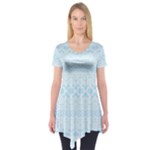 Boho Baby Blue Pattern Short Sleeve Tunic 