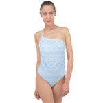 Boho Baby Blue Pattern Classic One Shoulder Swimsuit