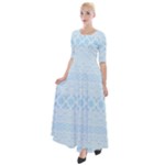 Boho Baby Blue Pattern Half Sleeves Maxi Dress