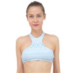 Boho Baby Blue Pattern High Neck Bikini Top