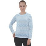 Boho Baby Blue Pattern Women s Long Sleeve Raglan Tee