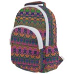 Boho Colorful Pattern Rounded Multi Pocket Backpack