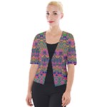 Boho Colorful Pattern Cropped Button Cardigan