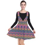 Boho Colorful Pattern Plunge Pinafore Dress