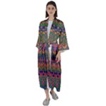Boho Colorful Pattern Maxi Satin Kimono