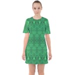 Boho Emerald Green Sixties Short Sleeve Mini Dress