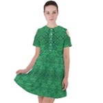 Boho Emerald Green Short Sleeve Shoulder Cut Out Dress 