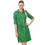 Boho Emerald Green Long Sleeve Mini Shirt Dress