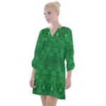 Boho Emerald Green Open Neck Shift Dress