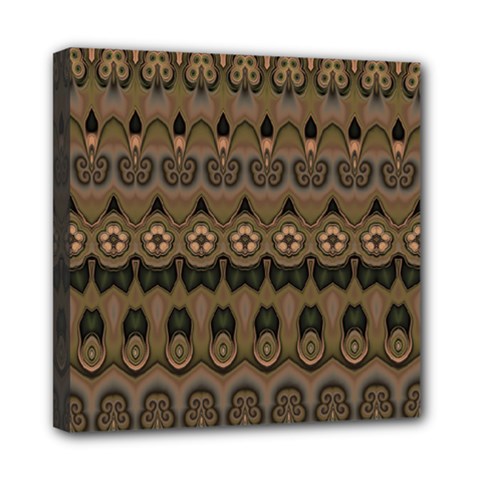 Boho Green Brown Pattern Mini Canvas 8  x 8  (Stretched) from ArtsNow.com