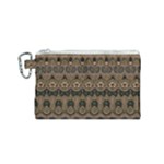 Boho Green Brown Pattern Canvas Cosmetic Bag (Small)