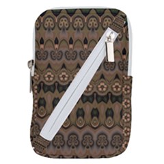 Boho Green Brown Pattern Belt Pouch Bag (Large) from ArtsNow.com