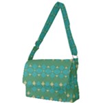 Boho Green Blue Checkered Full Print Messenger Bag (L)
