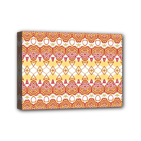 Boho Red Gold White Mini Canvas 7  x 5  (Stretched) from ArtsNow.com
