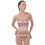 Boho Red Gold White Side Cut Out Swimsuit