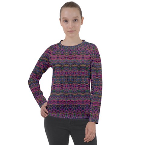 Boho Pink Mauve Blue Women s Long Sleeve Raglan Tee from ArtsNow.com