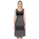 Boho Black Grey Pattern Midi Sleeveless Dress