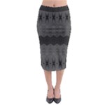 Boho Black Grey Pattern Midi Pencil Skirt