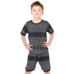 Boho Black Grey Pattern Kids  Tee and Shorts Set
