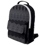 Boho Black Grey Pattern Flap Pocket Backpack (Small)