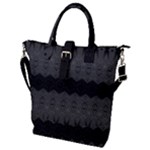 Boho Black Grey Pattern Buckle Top Tote Bag