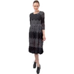 Boho Black Grey Pattern Ruffle End Midi Chiffon Dress