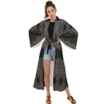 Boho Black Grey Pattern Maxi Kimono