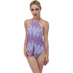 Boho Violet Purple Go with the Flow One Piece Swimsuit