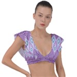 Boho Violet Purple Plunge Frill Sleeve Bikini Top