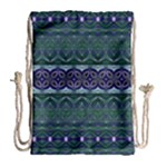 Boho Blue Green  Drawstring Bag (Large)