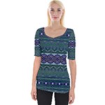 Boho Blue Green  Wide Neckline Tee