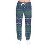 Boho Blue Green  Women velvet Drawstring Pants