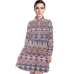 Colorful Boho Pattern Long Sleeve Chiffon Shirt Dress