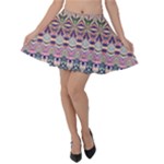 Colorful Boho Pattern Velvet Skater Skirt