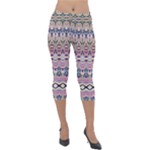 Colorful Boho Pattern Lightweight Velour Capri Leggings 