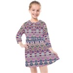 Colorful Boho Pattern Kids  Quarter Sleeve Shirt Dress