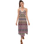 Colorful Boho Pattern Halter Tie Back Dress 