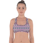 Colorful Boho Pattern Cross Back Hipster Bikini Top 