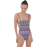 Colorful Boho Pattern Tie Strap One Piece Swimsuit