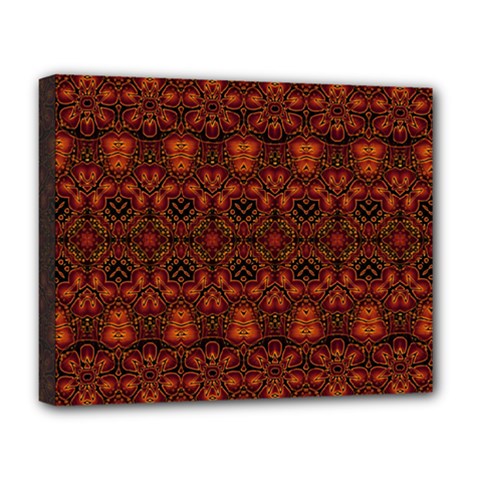 Boho Dark Red Floral Deluxe Canvas 20  x 16  (Stretched) from ArtsNow.com