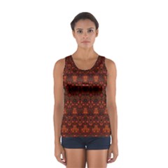 Boho Dark Red Floral Sport Tank Top  from ArtsNow.com