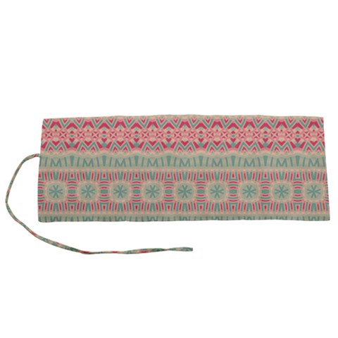 Boho Teal Pink Roll Up Canvas Pencil Holder (S) from ArtsNow.com