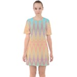 Boho Pastel Colors Sixties Short Sleeve Mini Dress