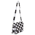 Chequered Flag Shoulder Bag with Back Zipper